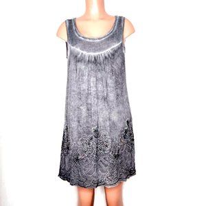 Urban Mangoz Gray Tie Dyed Sleeveless Dress Embroidered Beaded Lined